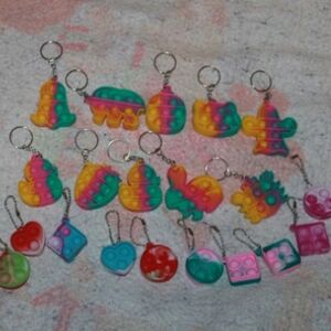 Lot of 20 Multicolored Pop It Fidget Toy Keychains